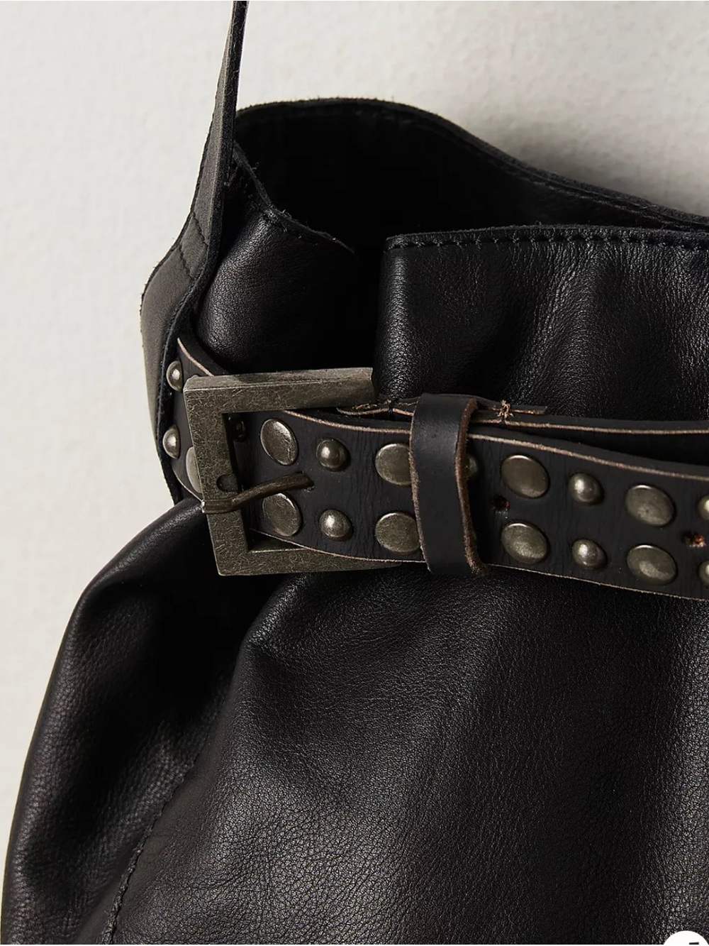 Free People NWT Embellished Leather Black Bucket crossbody bag - Picture 2 of 8
